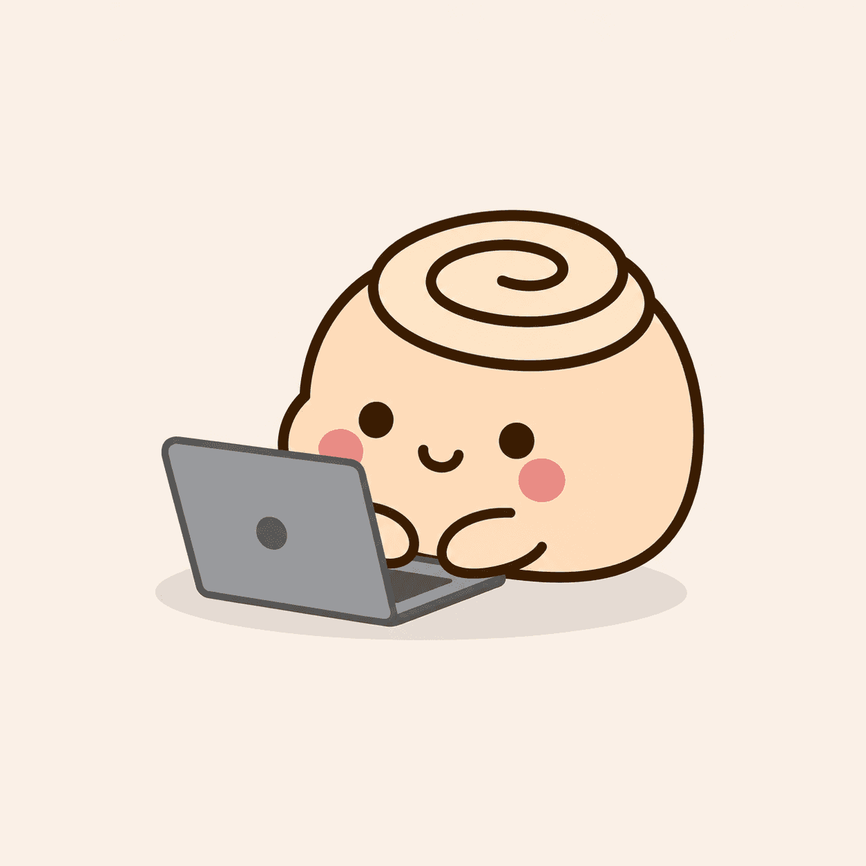 Pikku Pulla looking up food on a laptop