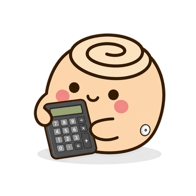 Pikku Pulla holding a calculator